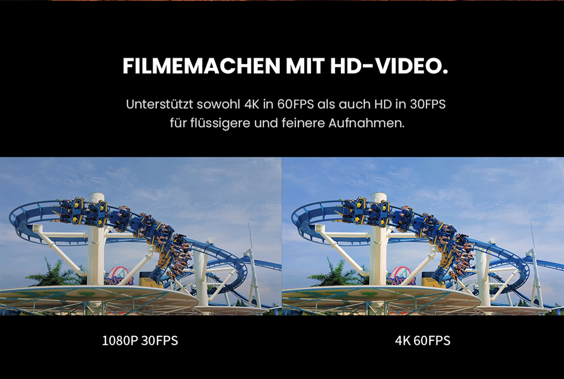 Filmemachen mit HD-Video dank des ZTE Axon 30 - Unterstützt sowohl 4K in 60fps als auch HD in 30fps für flüssigere und feinere Aufnahmen